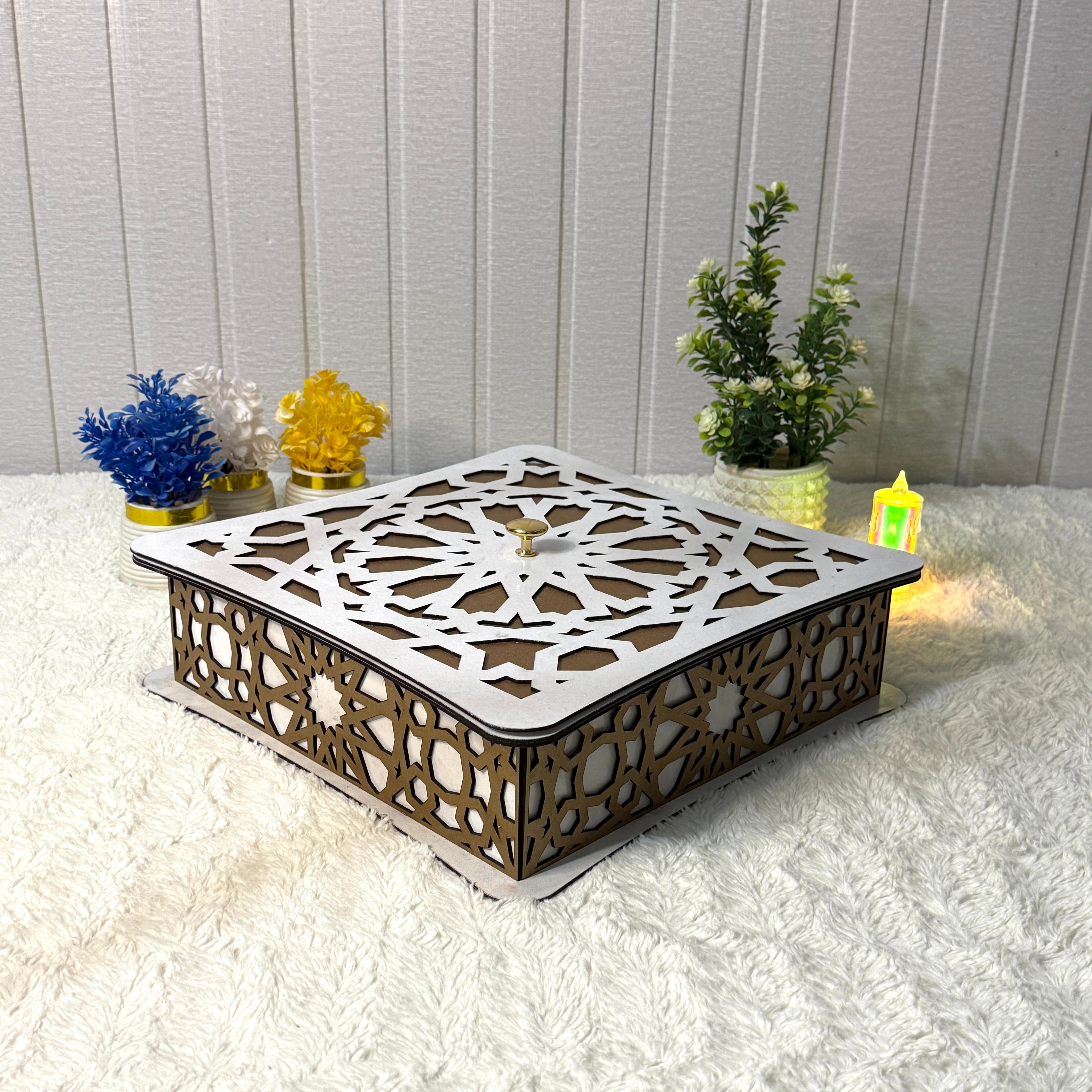 Large Wooden Jewelry Box – Handcrafted with Laser Cut Design With Wooden Lid