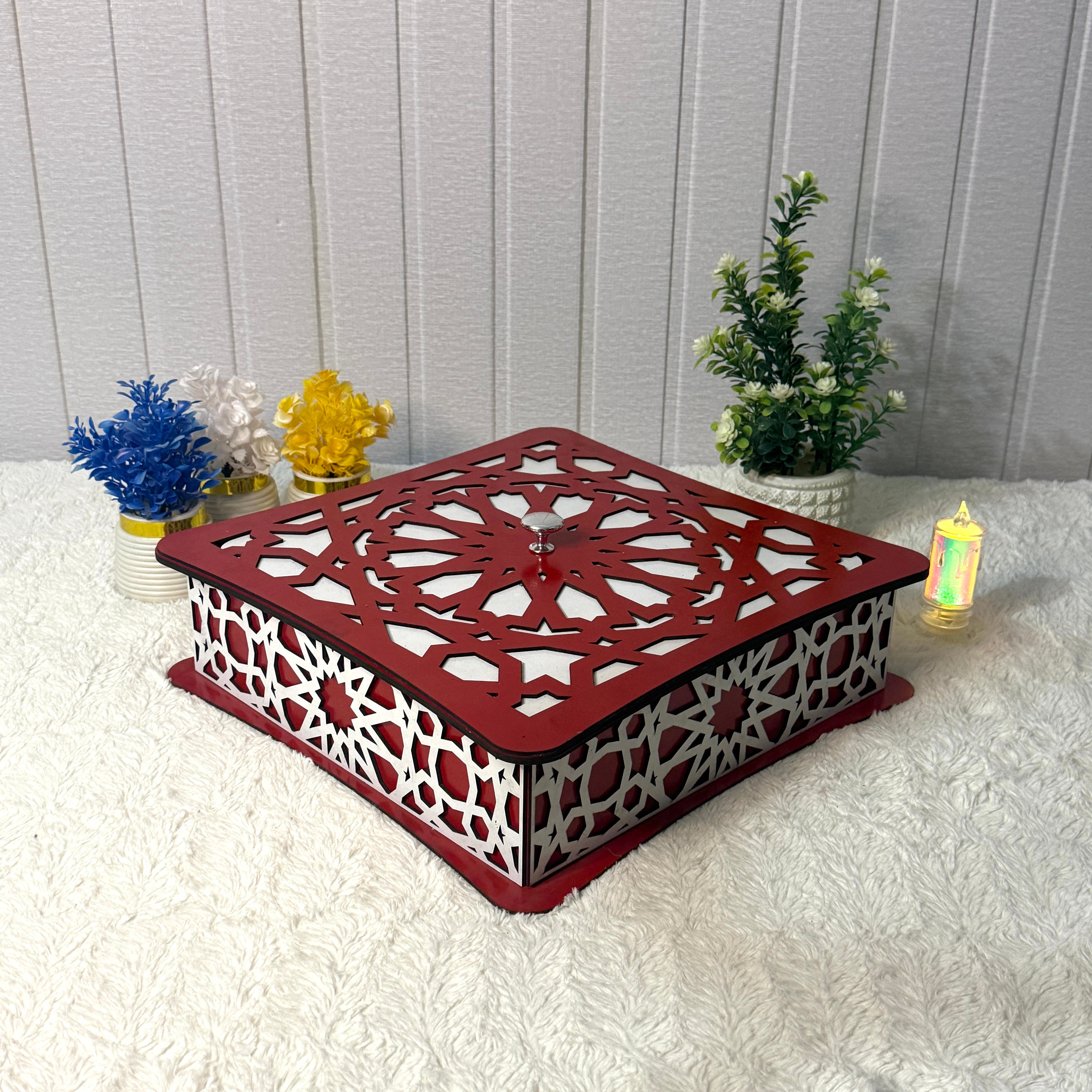 Large Wooden Jewelry Box – Handcrafted with Laser Cut Design With Wooden Lid