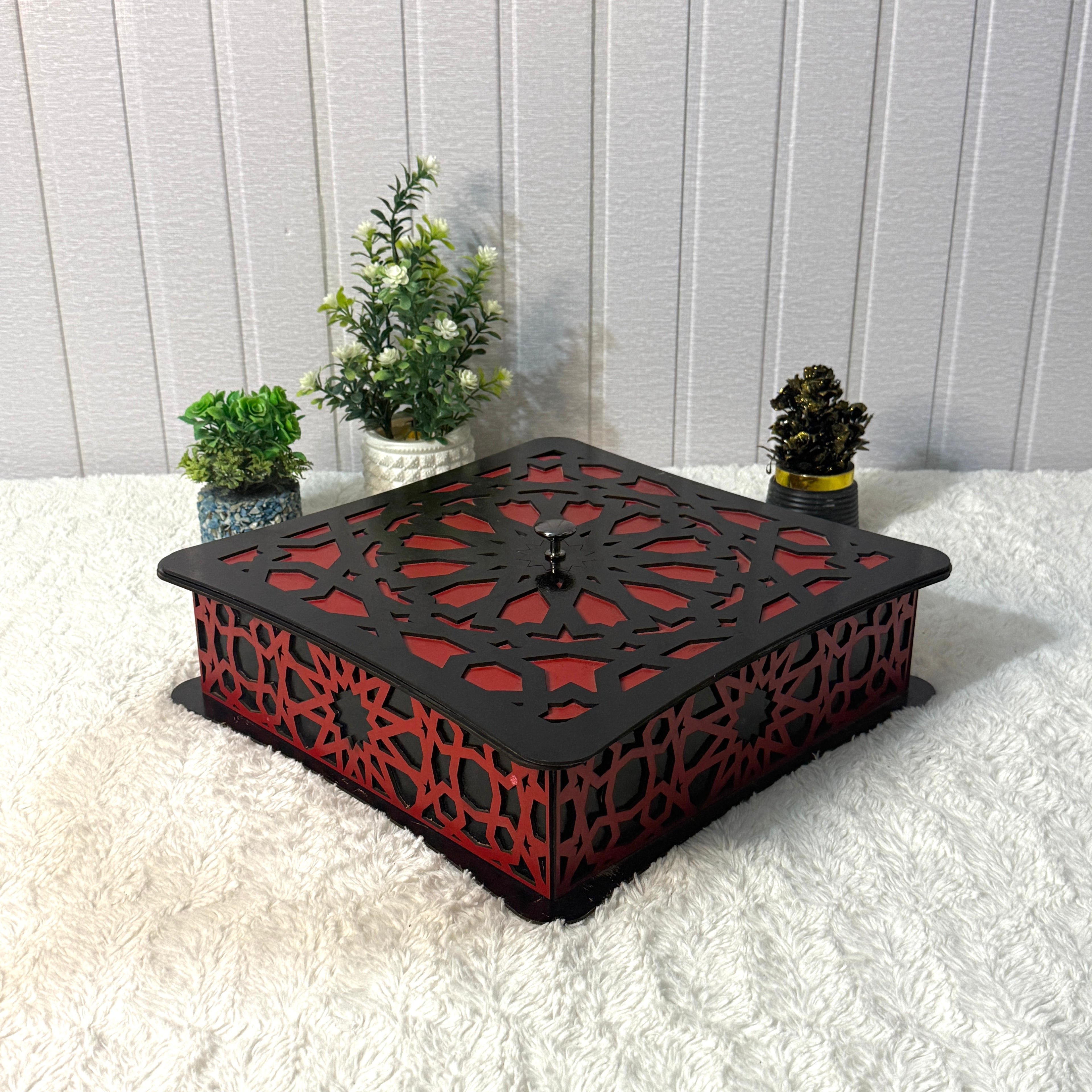 Large Wooden Jewelry Box – Handcrafted with Laser Cut Design With Wooden Lid