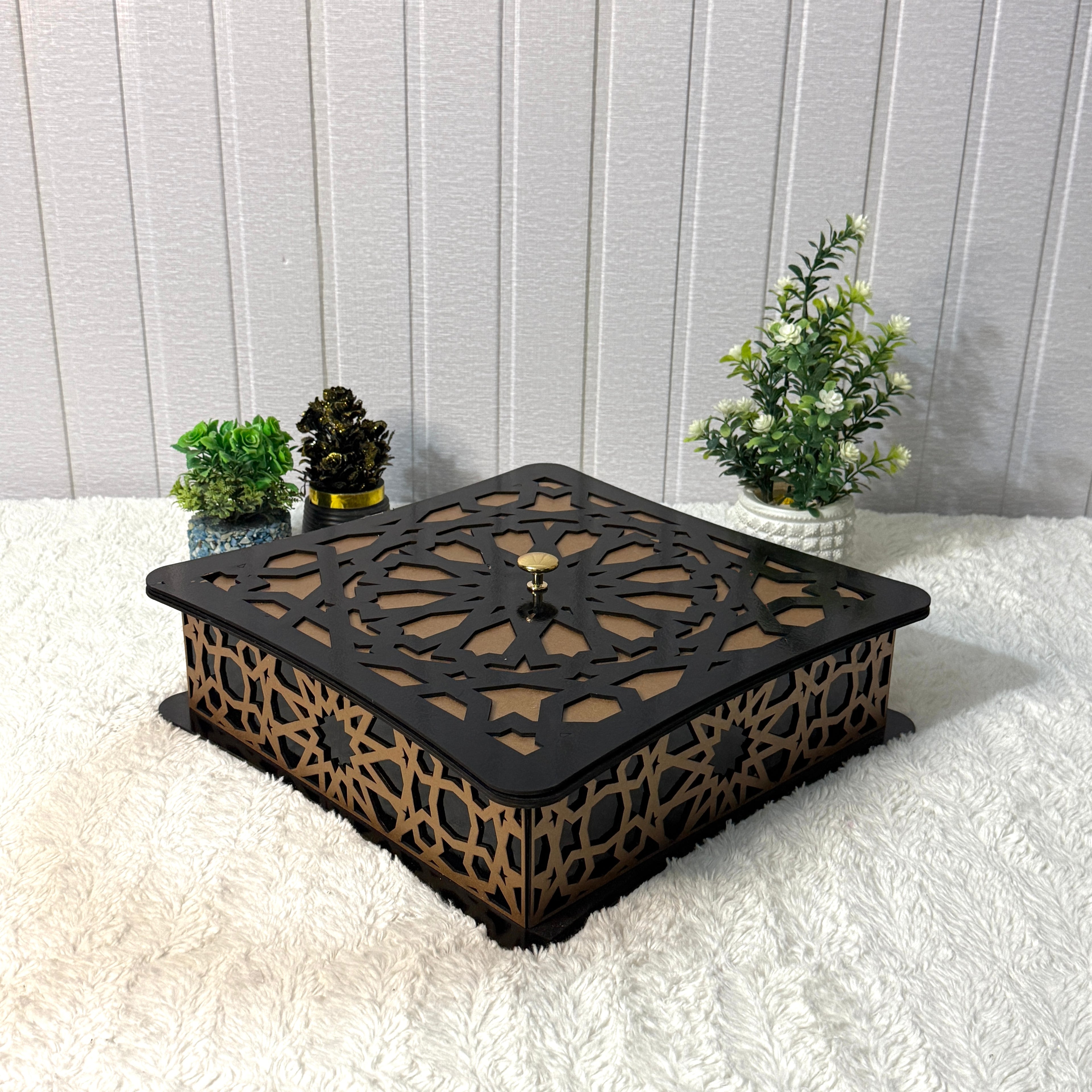 Large Wooden Jewelry Box – Handcrafted with Laser Cut Design With Wooden Lid