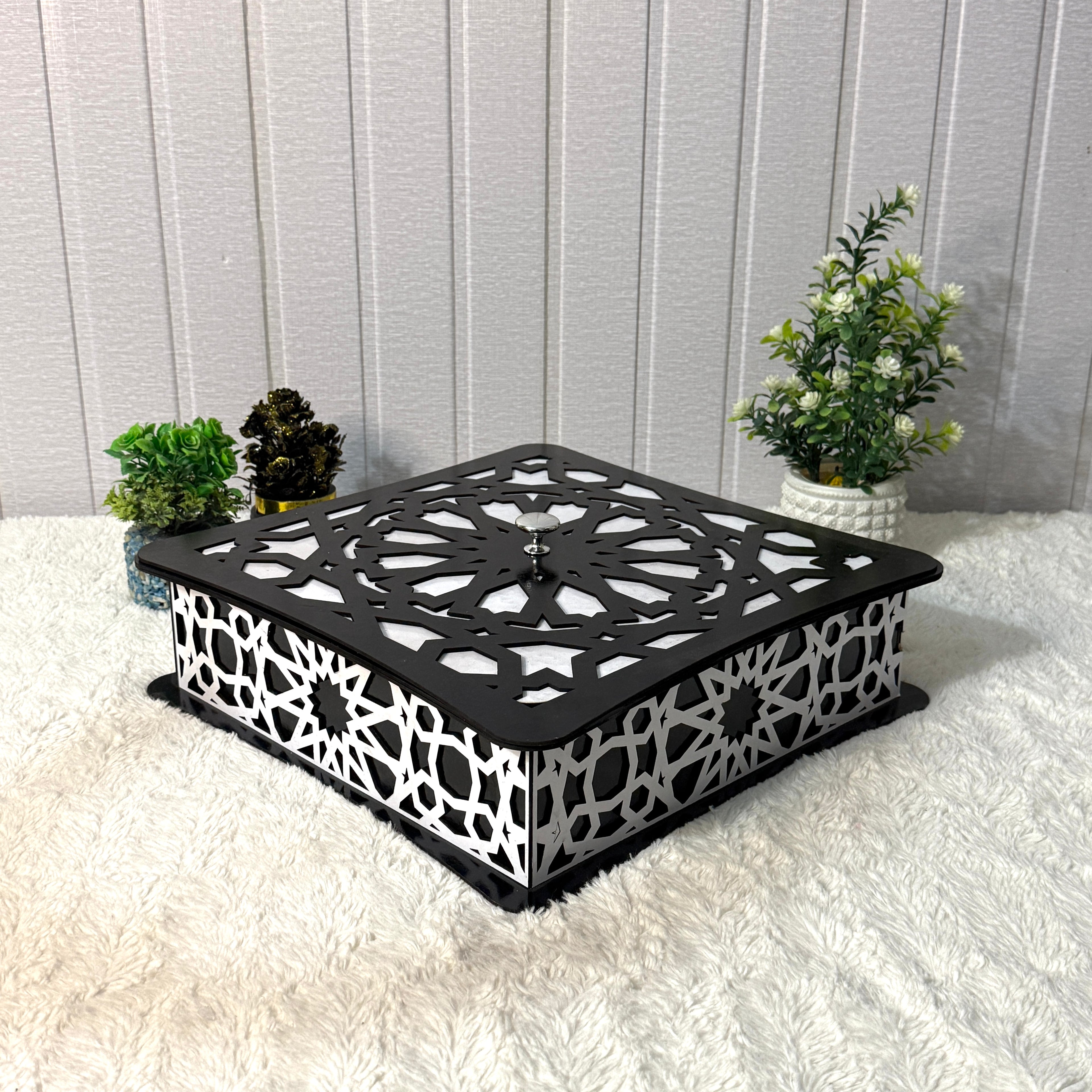 Large Wooden Jewelry Box – Handcrafted with Laser Cut Design With Wooden Lid