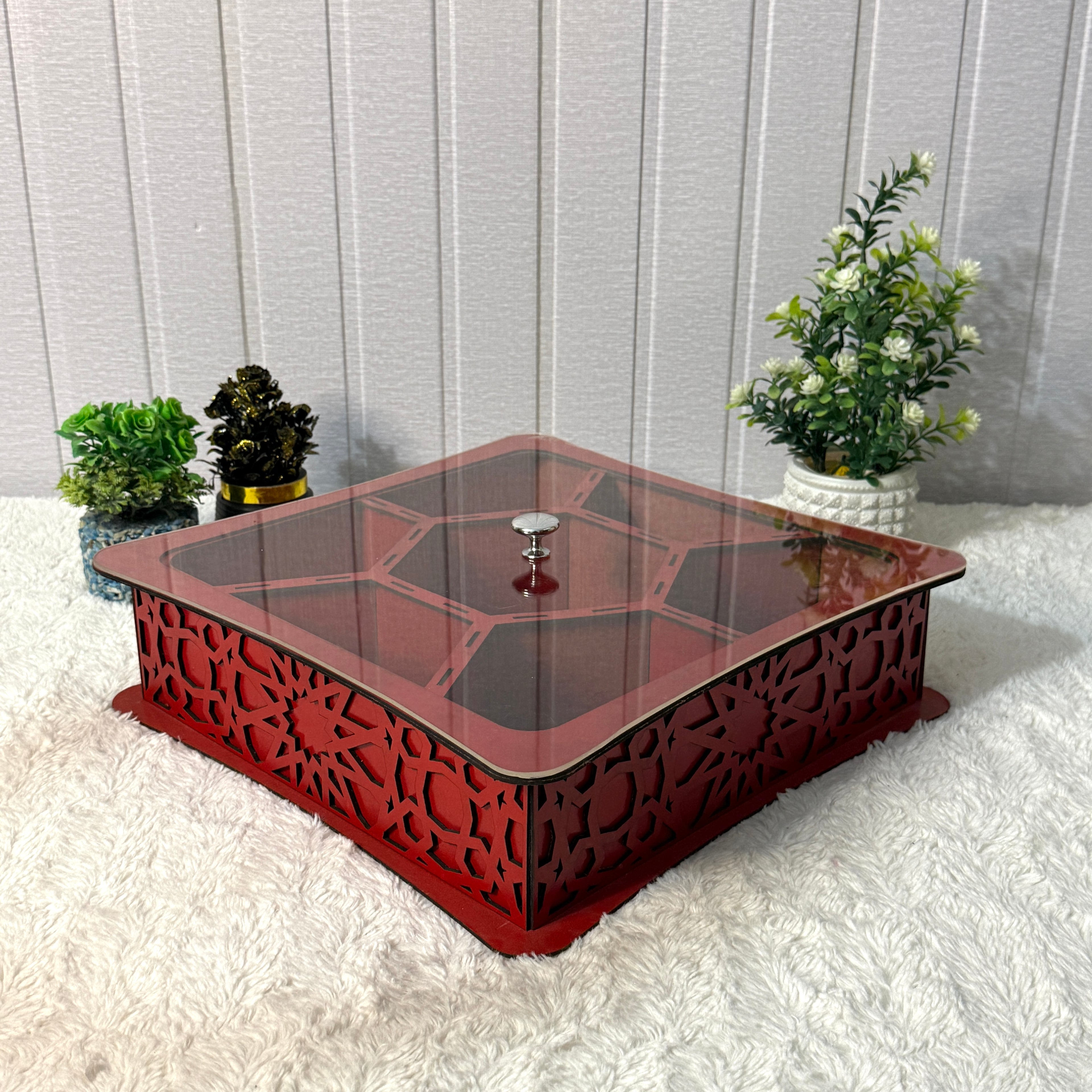 Large Wooden Jewelry Box – Handcrafted with Laser Cut Design With Acrylic Lid
