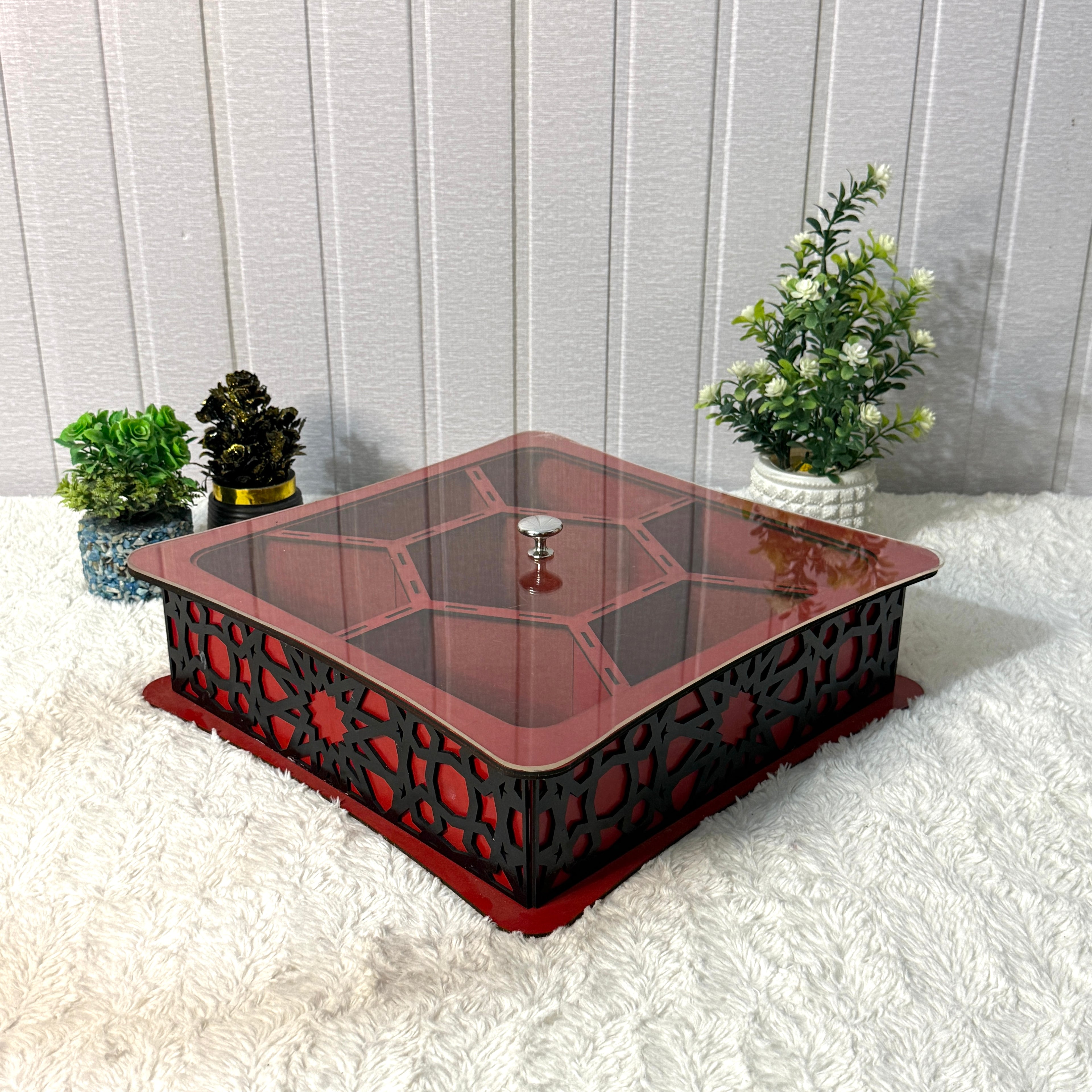 Large Wooden Jewelry Box – Handcrafted with Laser Cut Design With Acrylic Lid
