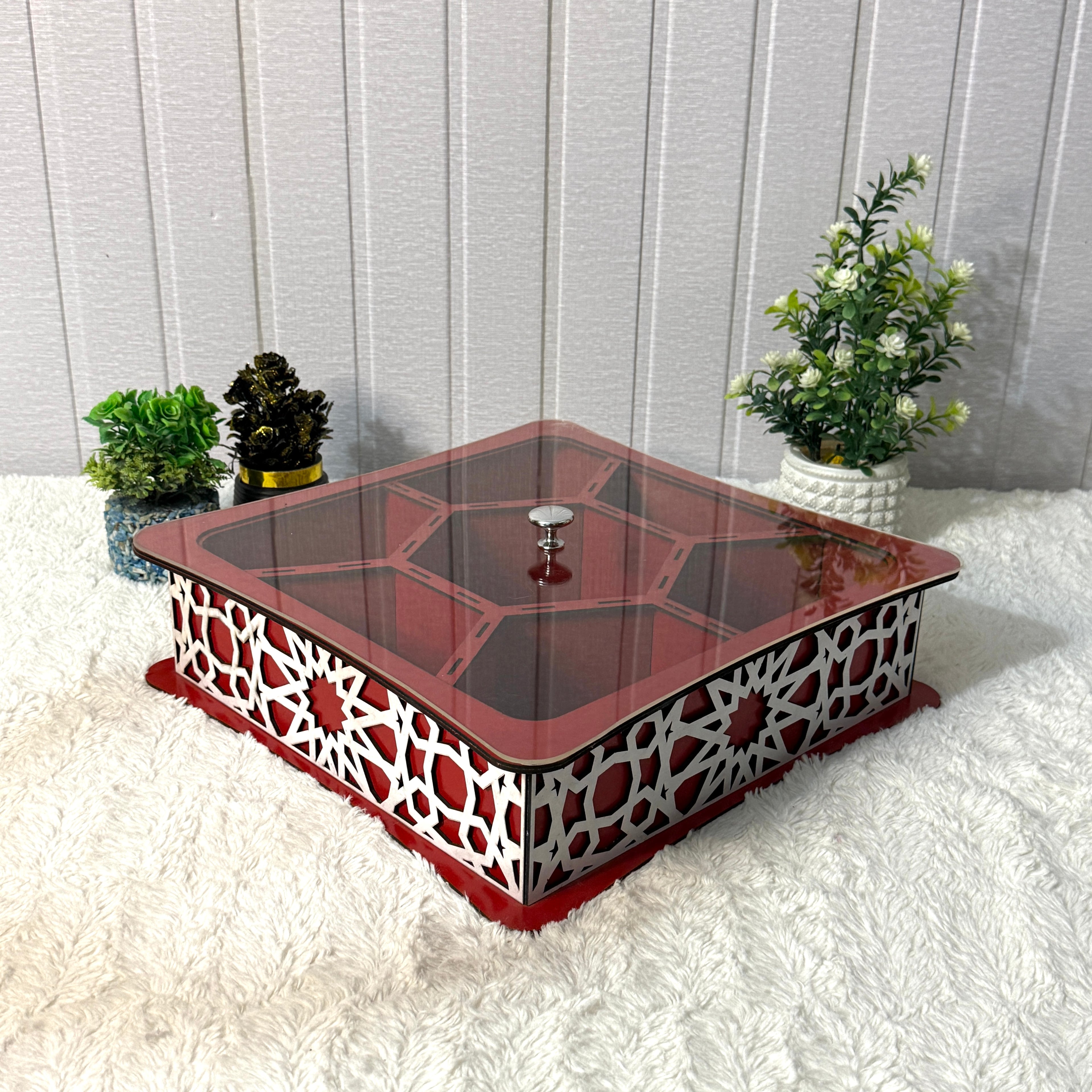 Large Wooden Jewelry Box – Handcrafted with Laser Cut Design With Acrylic Lid
