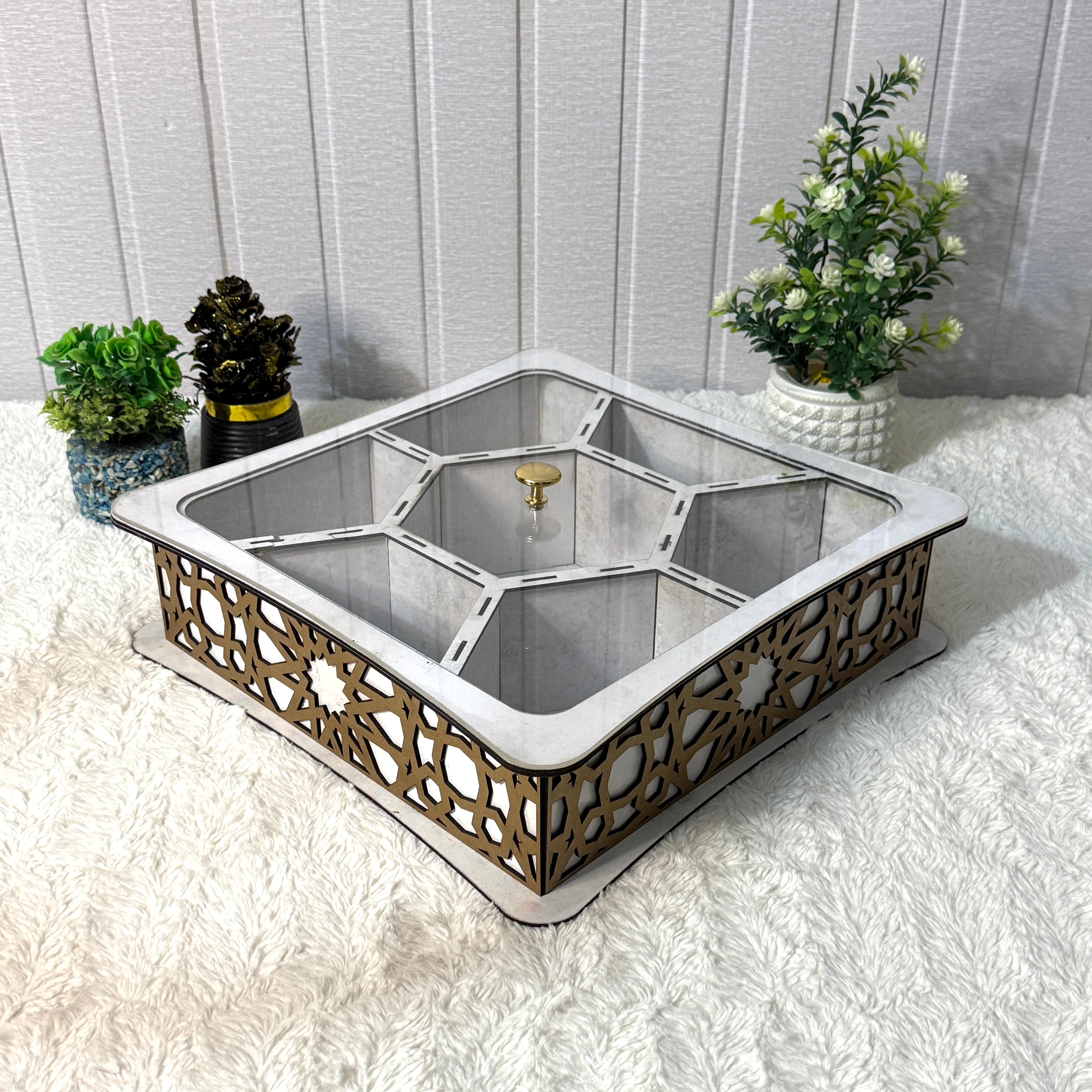 Large Wooden Jewelry Box – Handcrafted with Laser Cut Design With Acrylic Lid