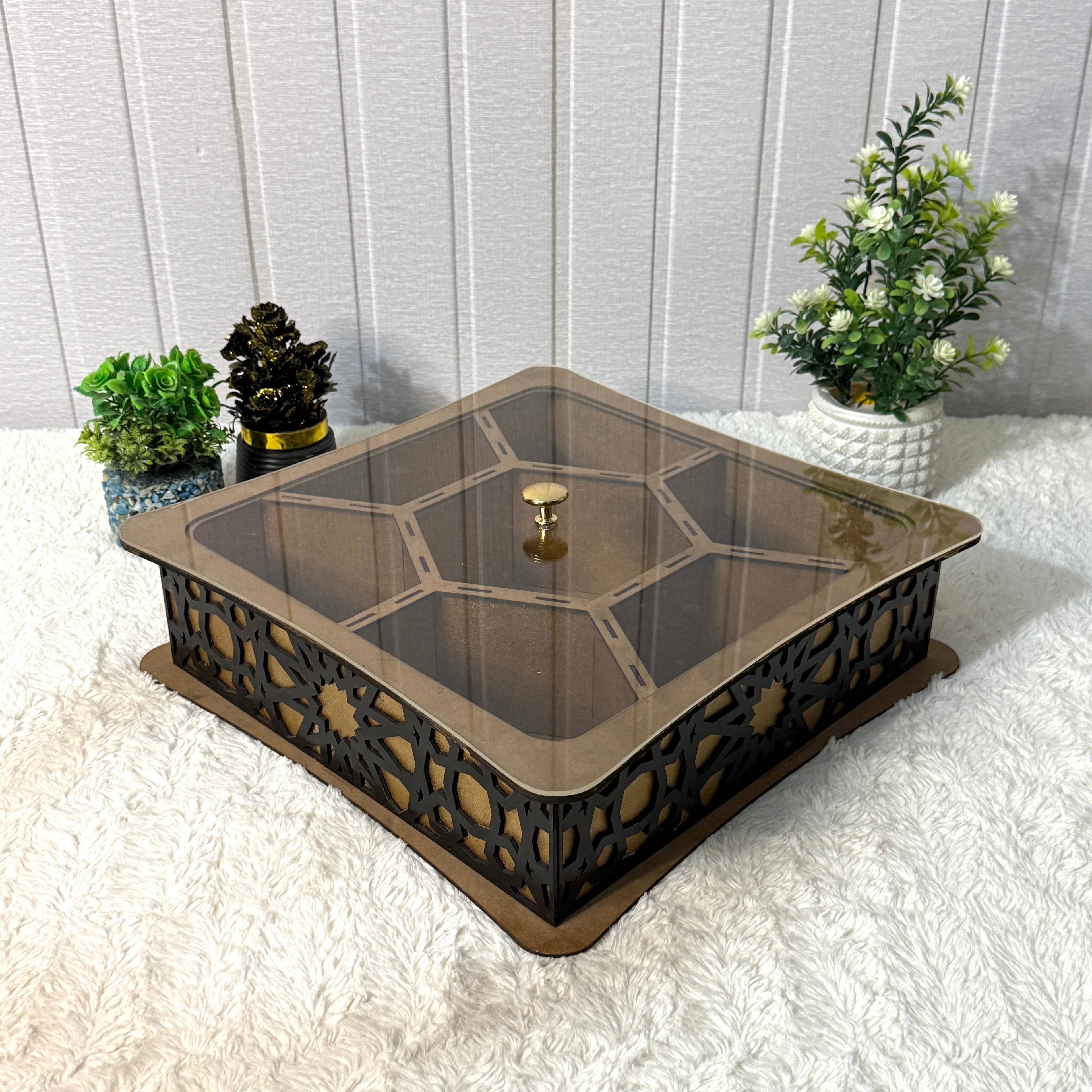 Large Wooden Jewelry Box – Handcrafted with Laser Cut Design With Acrylic Lid