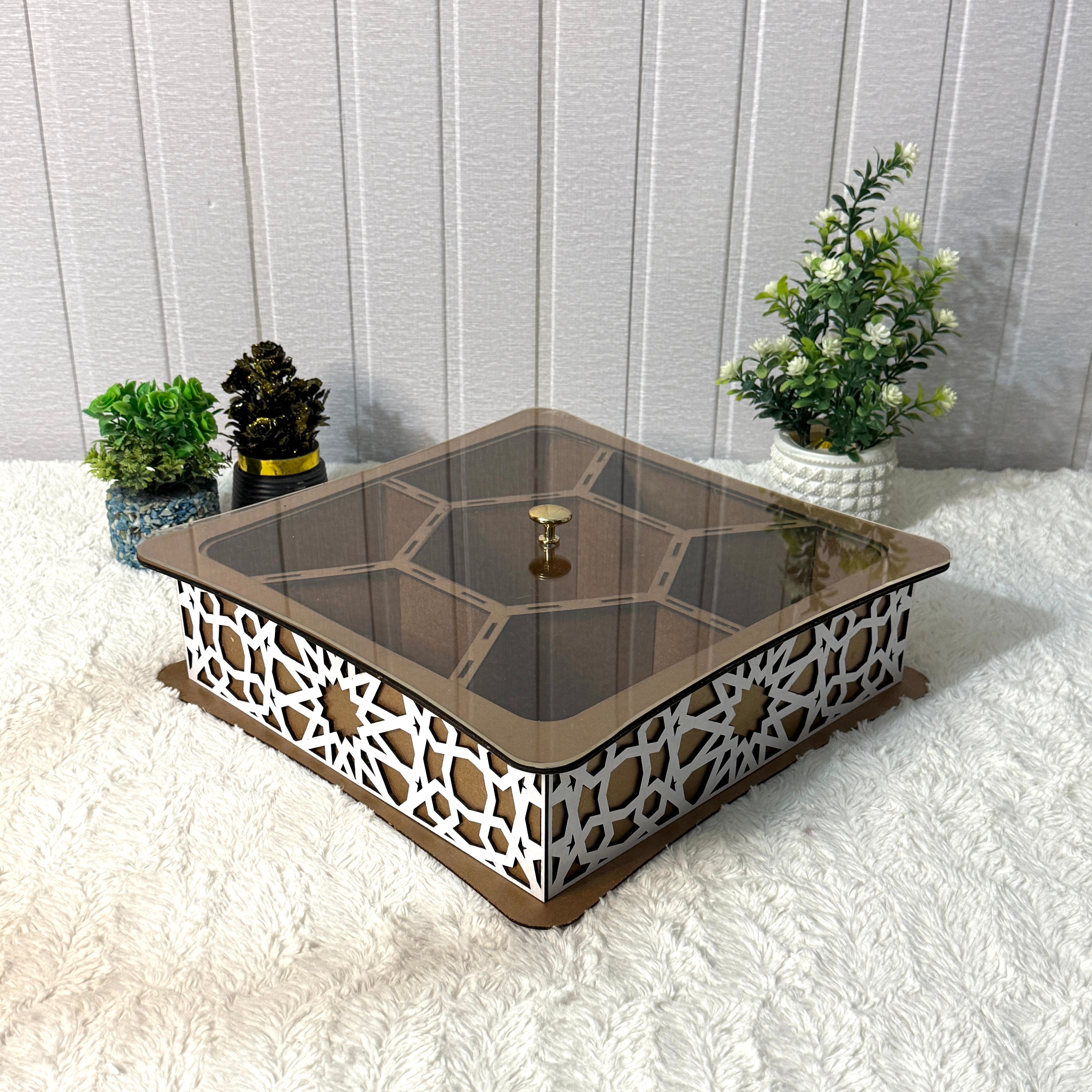 Large Wooden Jewelry Box – Handcrafted with Laser Cut Design With Acrylic Lid