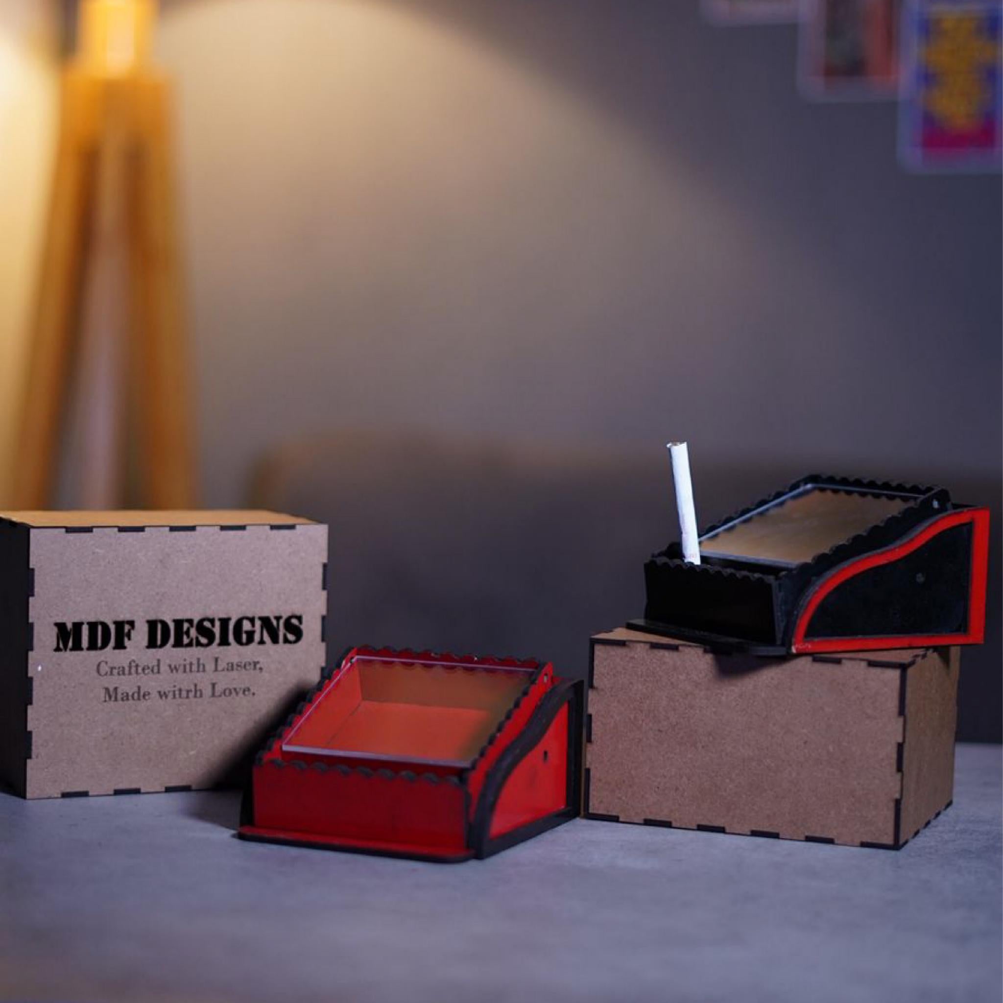 Premium Wooden Cigarette Dispenser Box – Handcrafted by MDF Designs | Laser-Cut Modern Holder for Home & Office