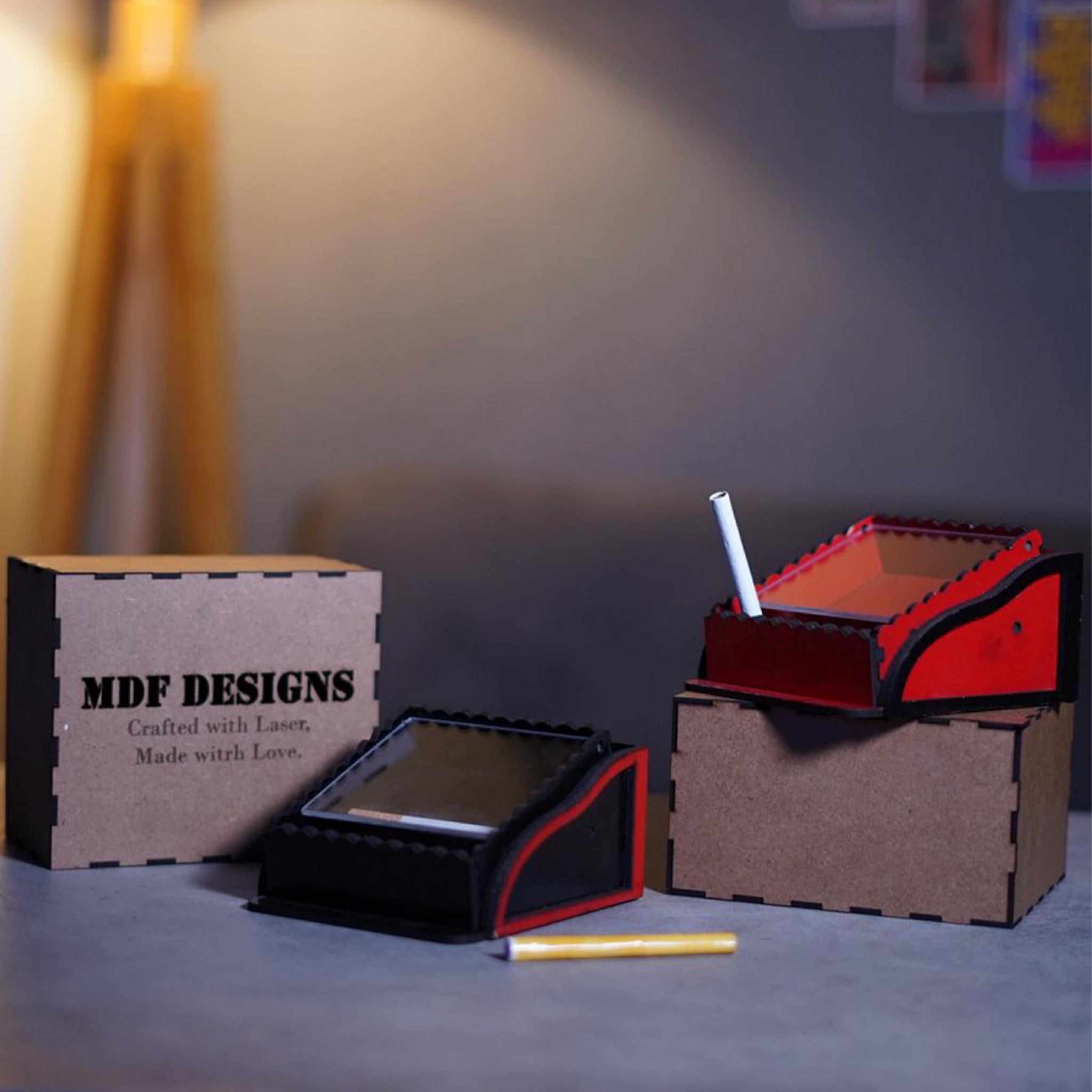 Premium Wooden Cigarette Dispenser Box – Handcrafted by MDF Designs | Laser-Cut Modern Holder for Home & Office